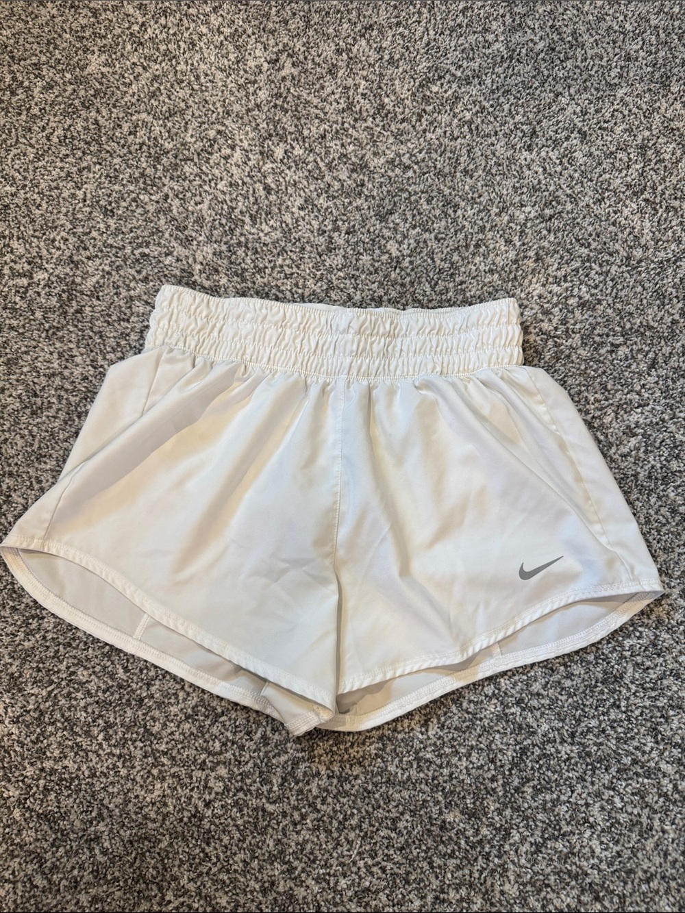 Nike White Women's Elastic Waist Athletic Shorts with Swoosh